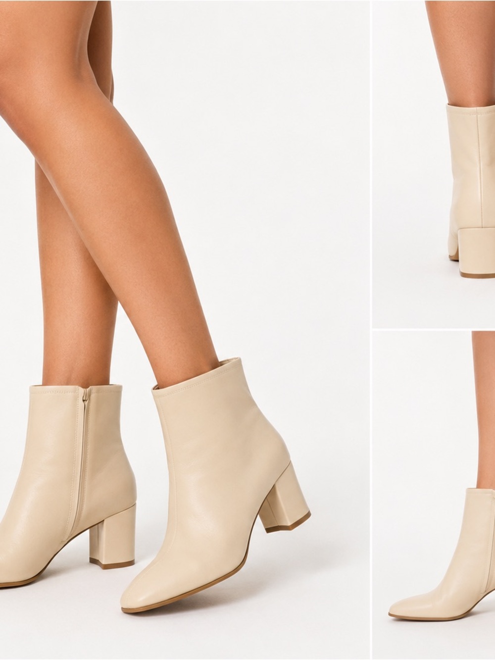Primark Cream Ivory Square Toe Block Heel Ankle Boots Women’s Size 8 Wide Fit